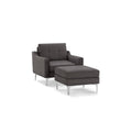 Modular Armchair with Ottoman, Dark Gray, 1 Seater, Chrome Metal Legs Y501067