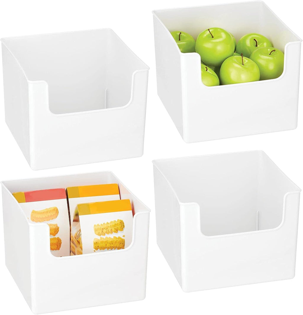 Clear Plastic Open Front Storage Organizer Bin Basket, 4 Pack E525