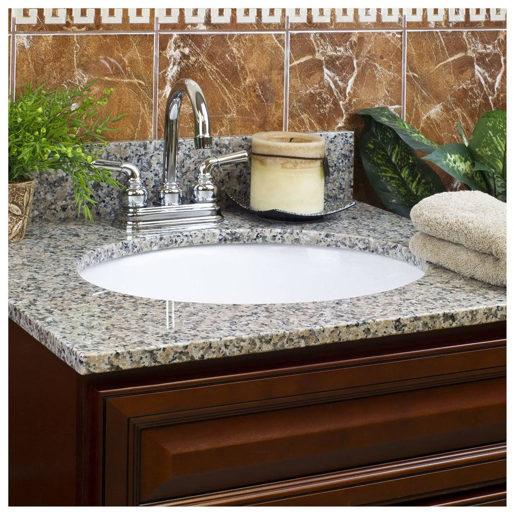 Burlywood Granite Vanity Top 37 in x 22 in with Backsplash 4 in Spread E80413