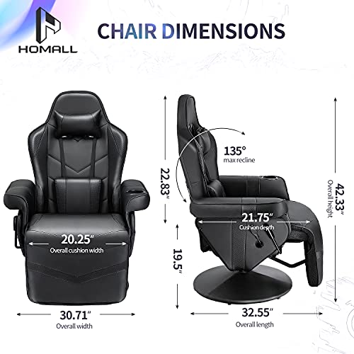 White PU Leather Gaming Recliner Chair with Footrest Headrest and Lumbar Support C298