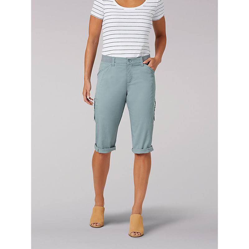 Grey Relaxed Fit Cargo Capris S130