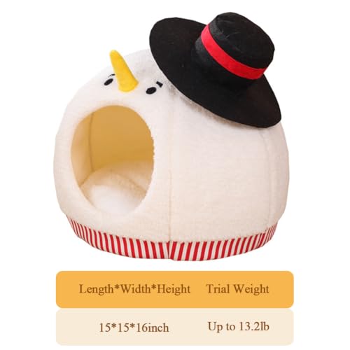 Snowman-Shaped Enclosed Cat Bed Cave with Washable Mat X522