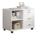White 3 Drawer Wood Mobile File Cabinet with Open Storage Shelves C71589