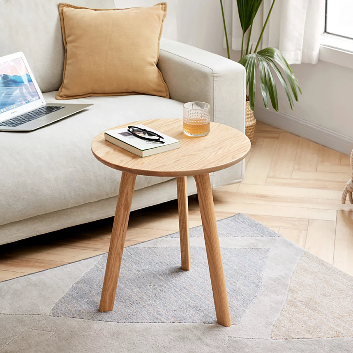 Round Solid Oak Coffee Table T1454