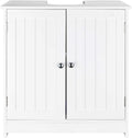 White Bathroom Floor Storage Cabinet with 2 Doors and Internal Shelf L3891
