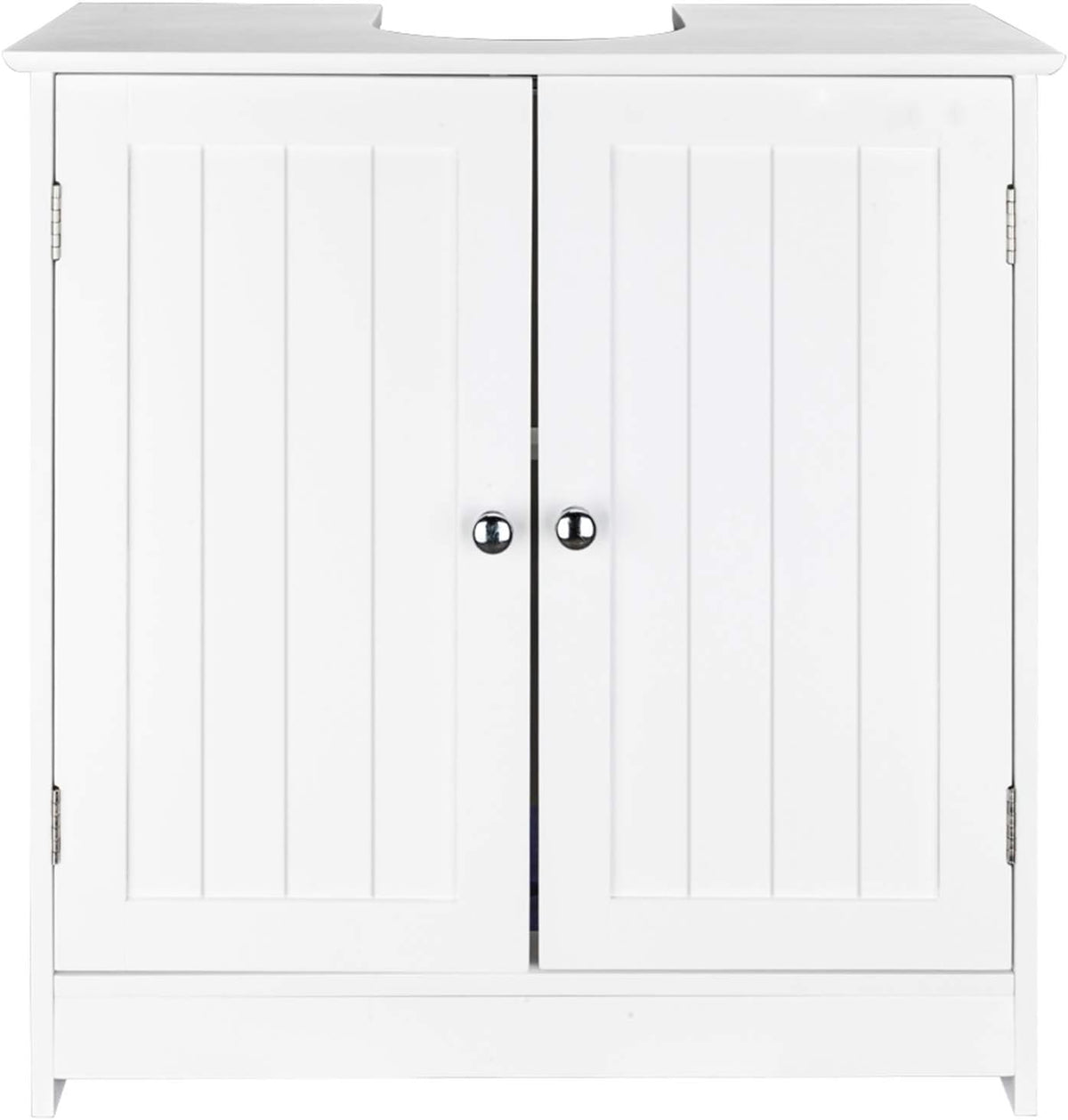 White Bathroom Floor Storage Cabinet with 2 Doors and Internal Shelf L3891