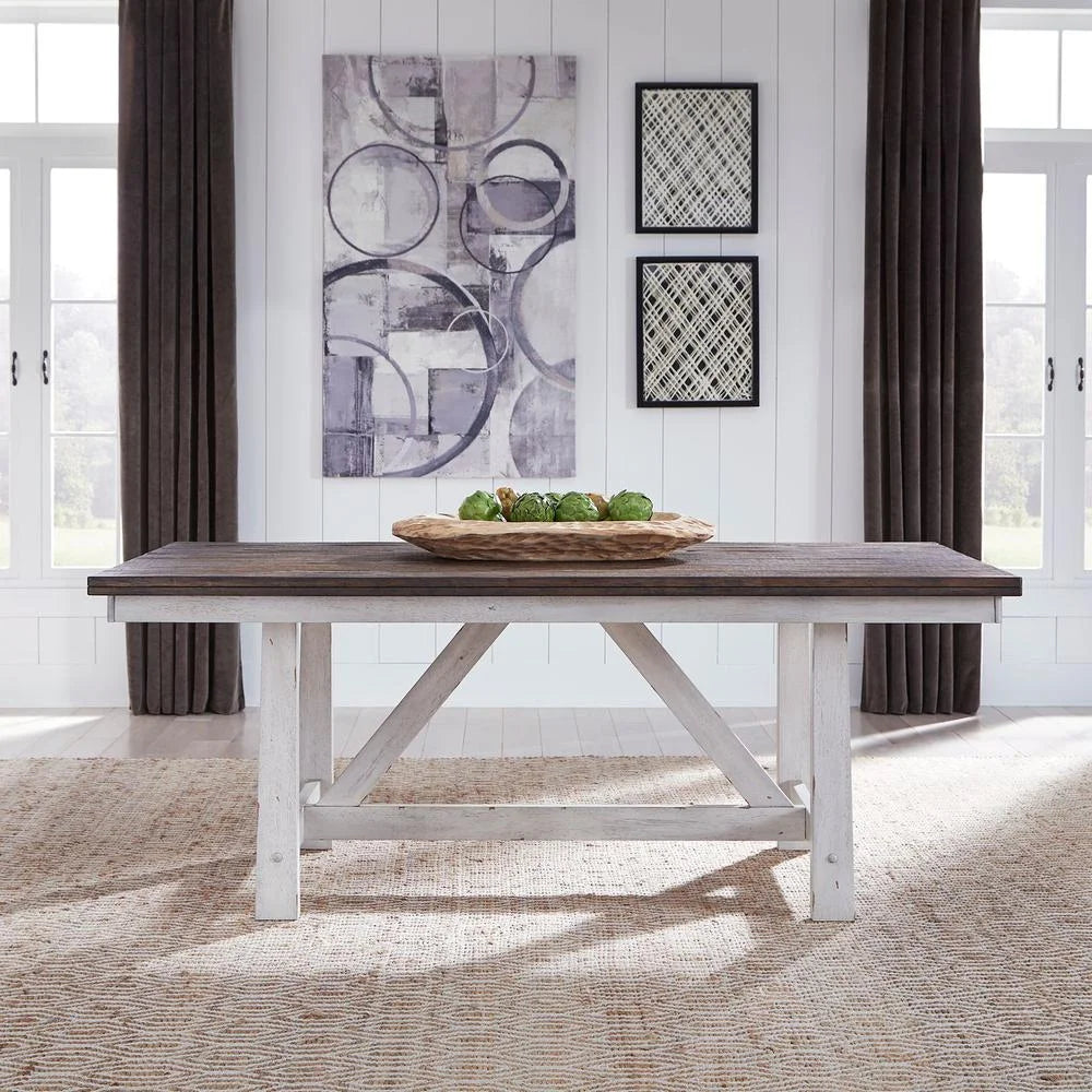 White Rubberwood Trestle Table X558