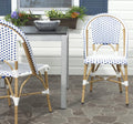 Blue White Set of 2 Outdoor Bistro Side Chair S192