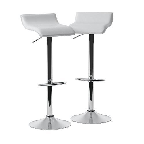 White Chrome Adjustable Swivel Stools D147452