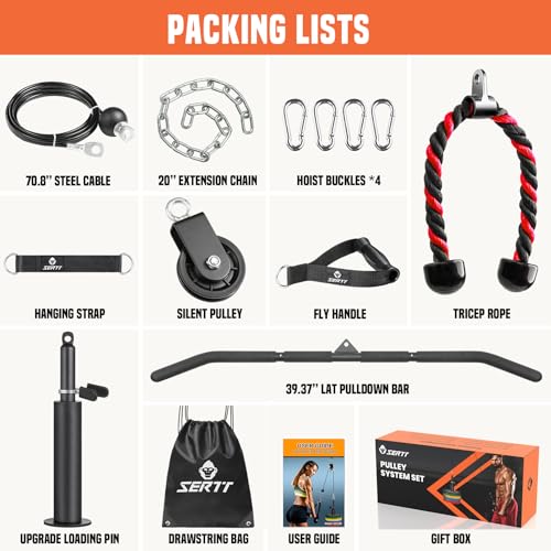 Cable Pulley System Gym with LAT Pull Down Bar and Loading Pin R321938