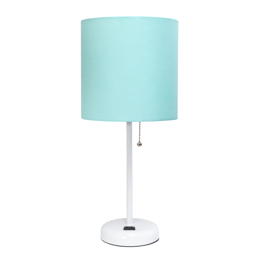 Aqua White Stick Lamp with Fabric Shade G627