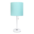 Aqua White Stick Lamp with Fabric Shade G627