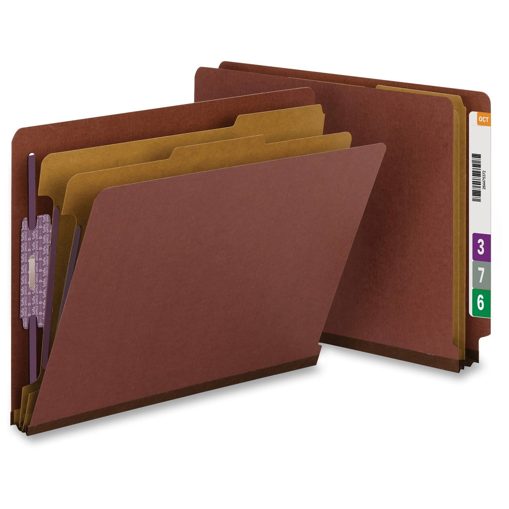 Red Letter Size Classification Folders with Fasteners, 10/Box W4336
