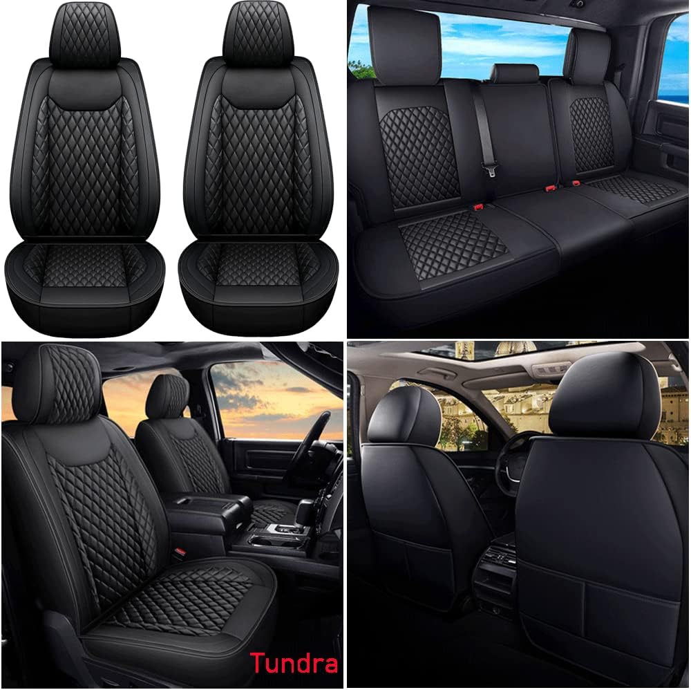Black Waterproof Leather Car Seat Covers Full Set K90089