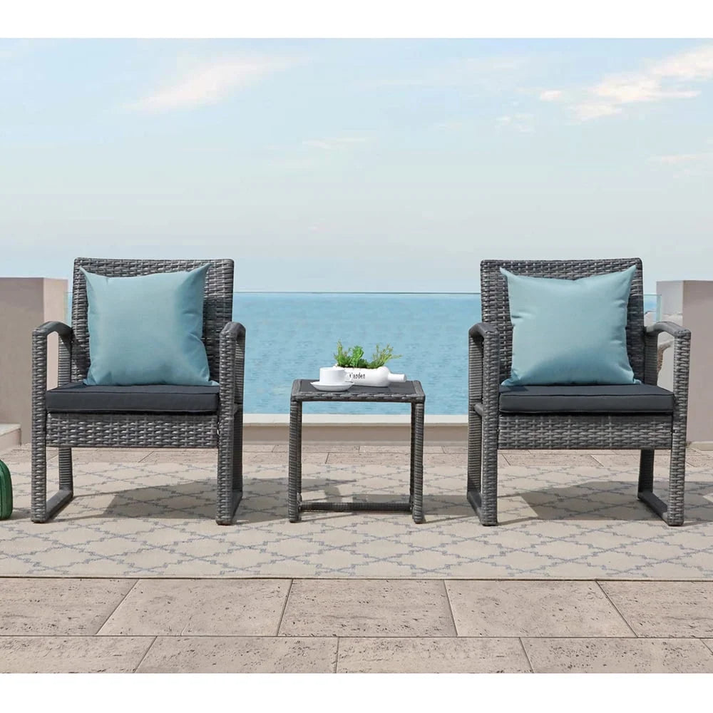 3 Piece Wicker Patio Bistro Set with Coffee Table C56494
