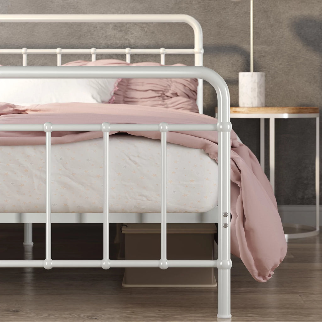 White Full Metal Platform Bed Frame M581862