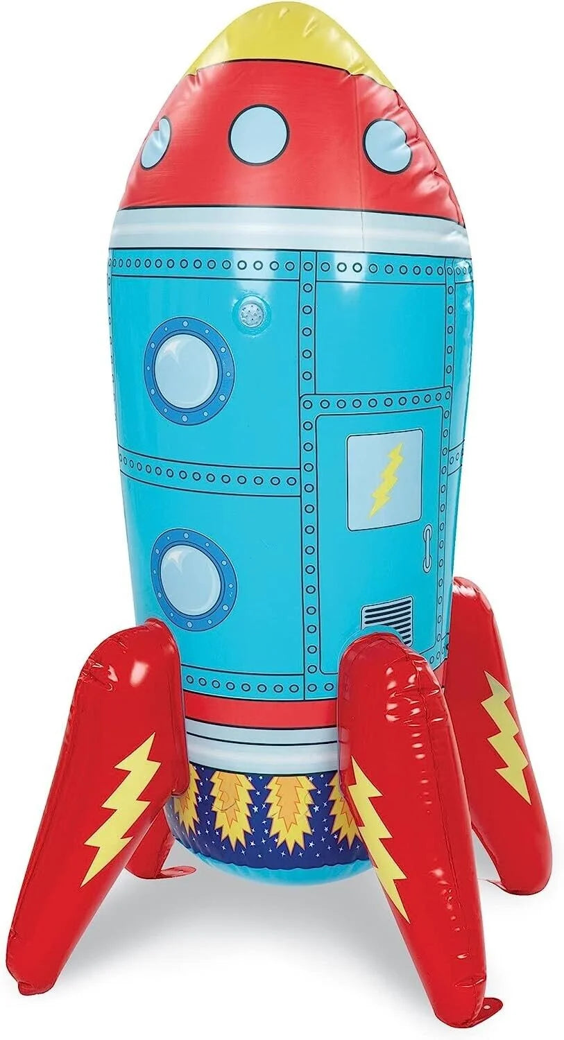 Inflatable Rocket Ship Water Sprinkler Toy Attach to Hose Y894