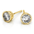 2 Carat Solitaire Bezel Moissanite Stud Earrings in 18K Yellow Gold Plating over Silver E926