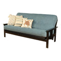 Black Full Size Futon Frame with Linen Aqua Mattress A911256