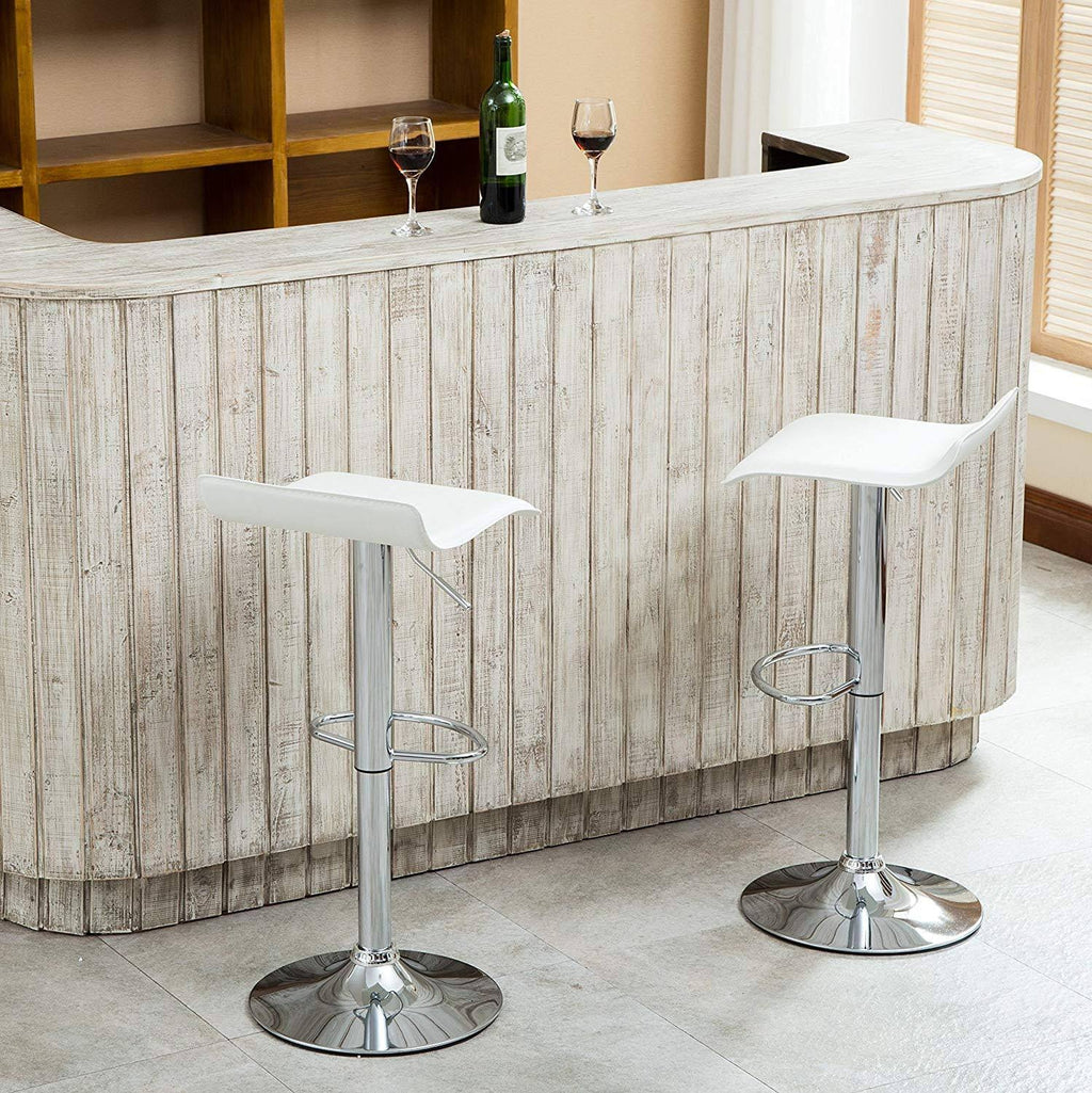 White Chrome Adjustable Swivel Stools D147452