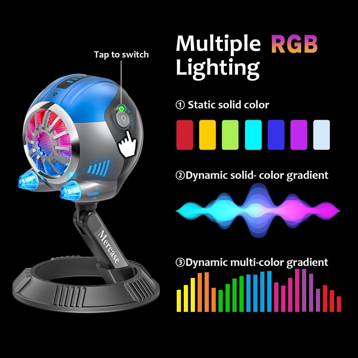 RGB Gaming Microphone with Quick Mute and Gain Control I910