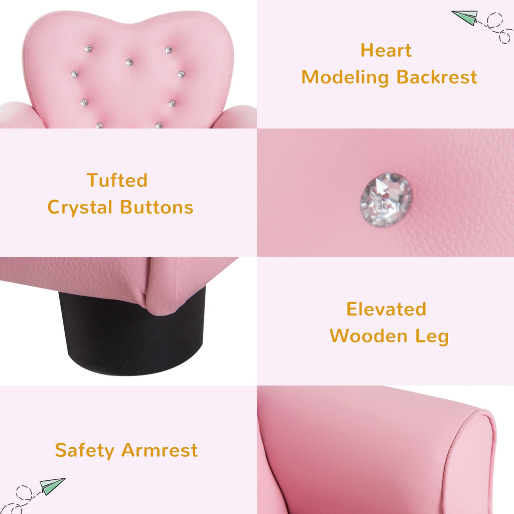 Pink Tufted Upholstered Kids Sofa Chair O213