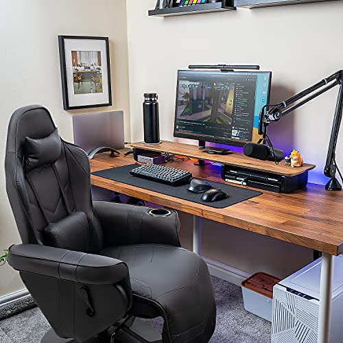 White PU Leather Gaming Recliner Chair with Footrest Headrest and Lumbar Support C298
