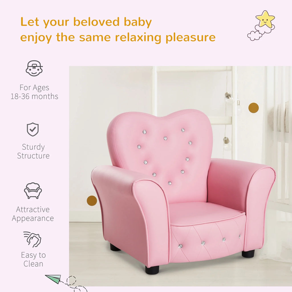 Pink Tufted Upholstered Kids Sofa Chair O213