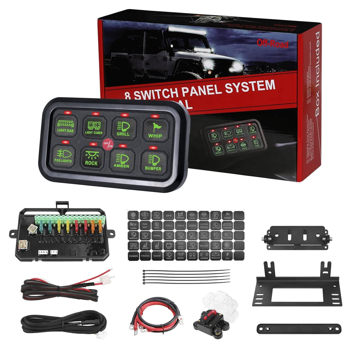 8 Gang LED Touch Control Switch Panel Box for Car Truck ATV UTV Boat Marine SUV Caravan R366214