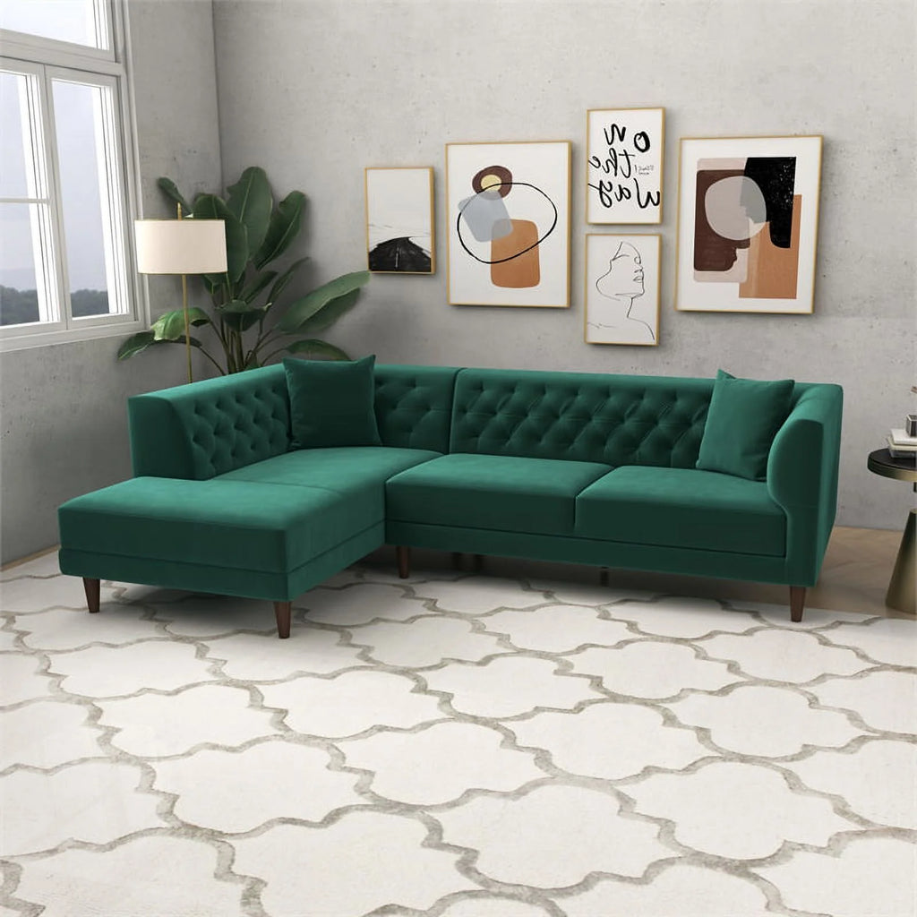 Green Velvet Corner Sectional Sofa G800728