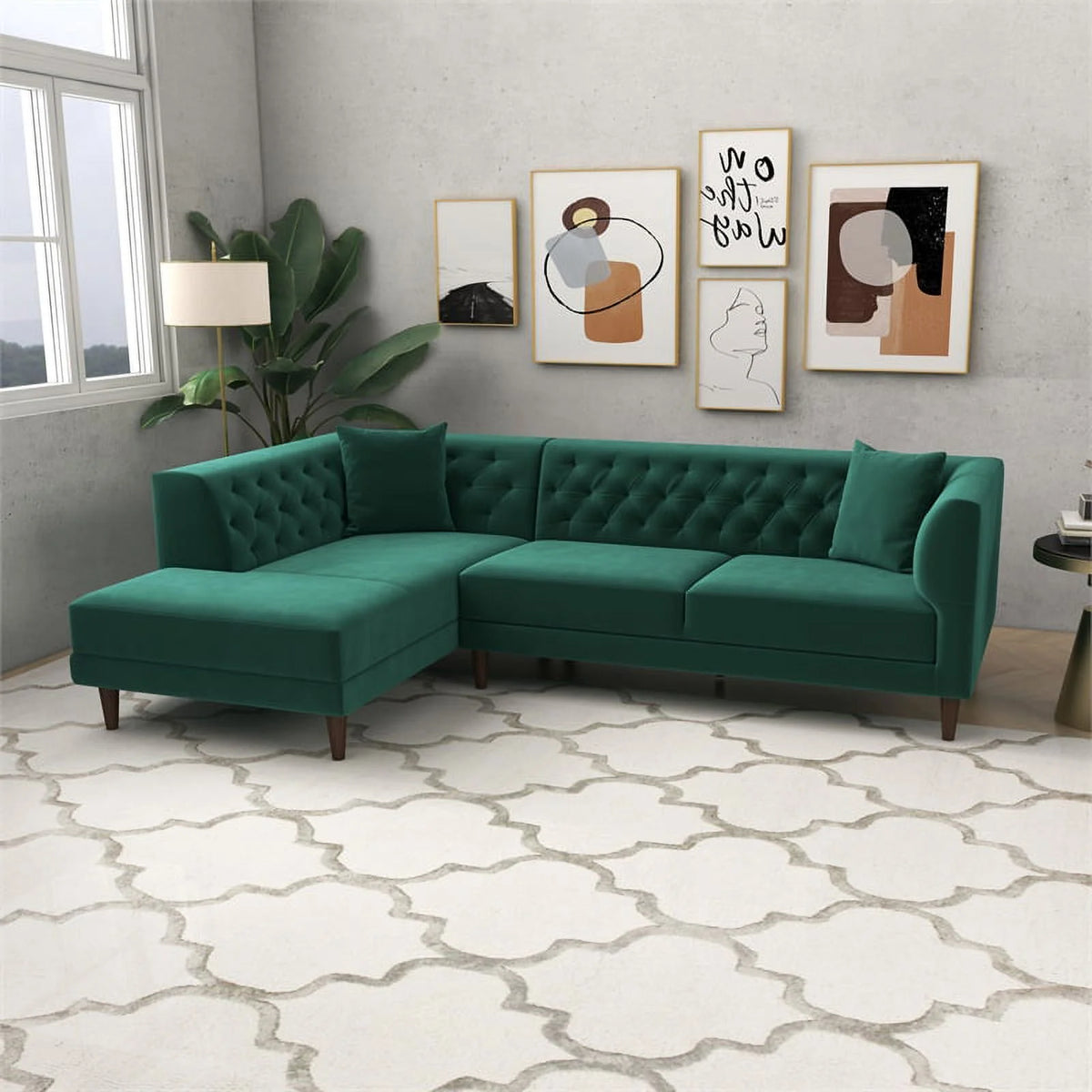 Green Velvet Corner Sectional Sofa G800728