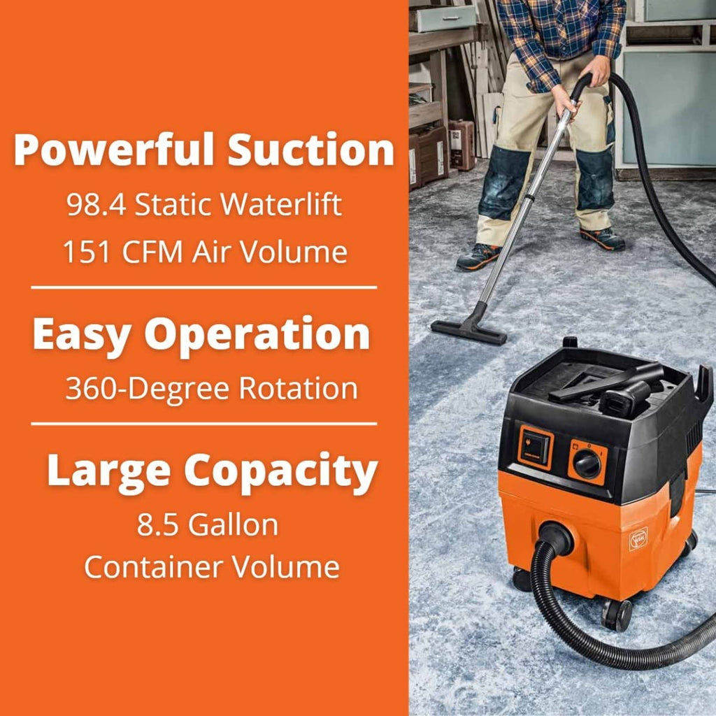 Turbo II Wet/Dry Dust Extractor Vacuum Cleaner, 151 CFM Suction Capacity, 98 PSI Static Water Lift O5995