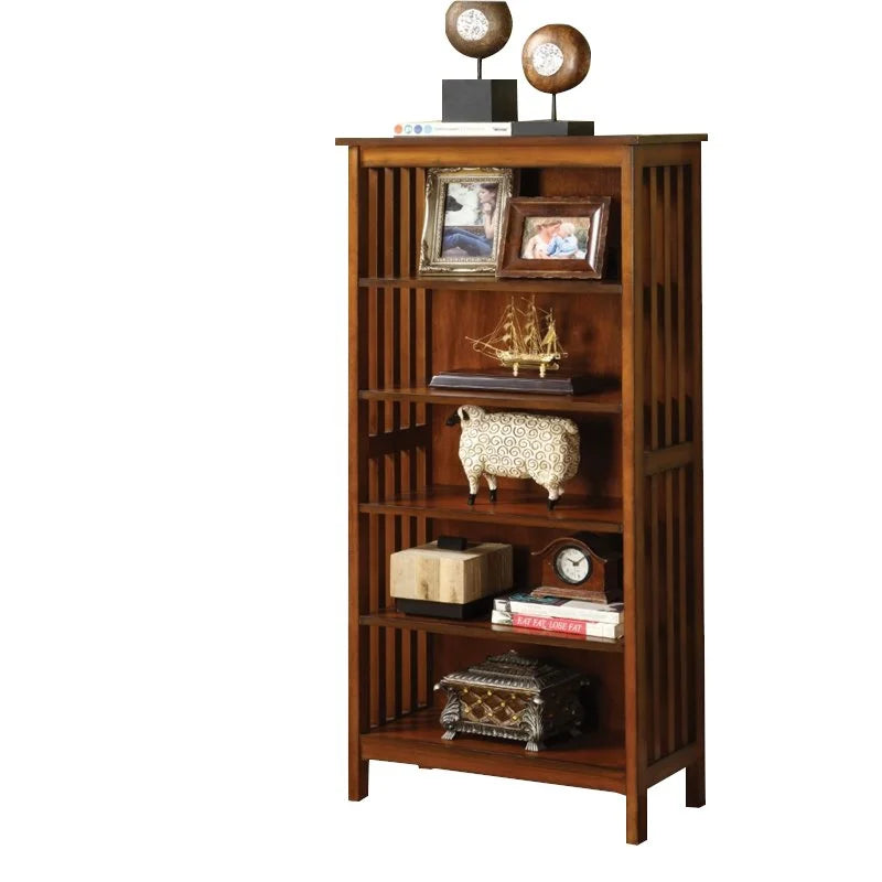 Antique Oak 5-Shelf Wood Bookcase D343957