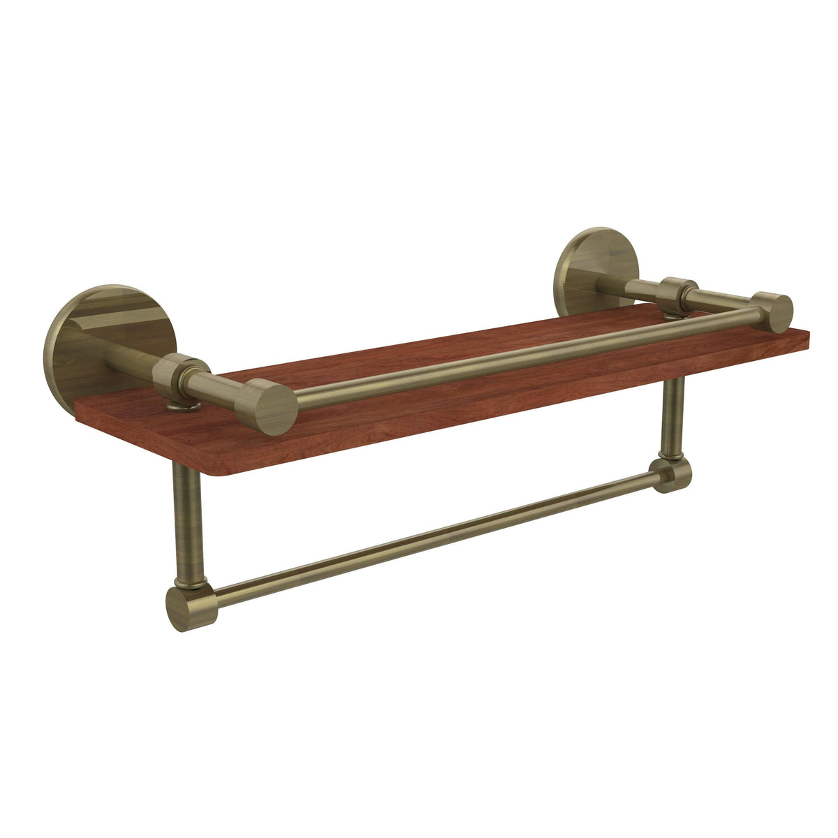 16 inch Ironwood Shelf with Gallery Rail and Towel Bar Q28812