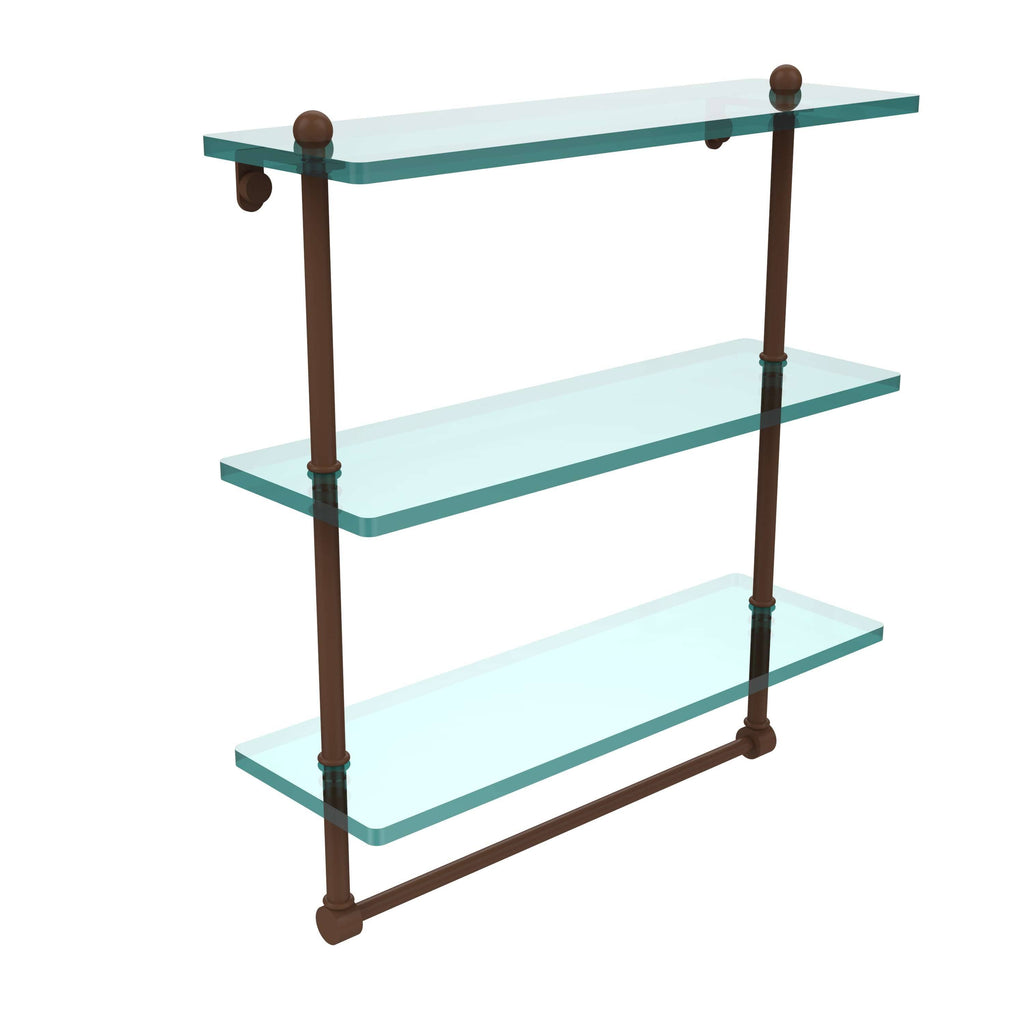 Triple Tiered Glass Shelf with Towel Bar Antique Bronze H171618