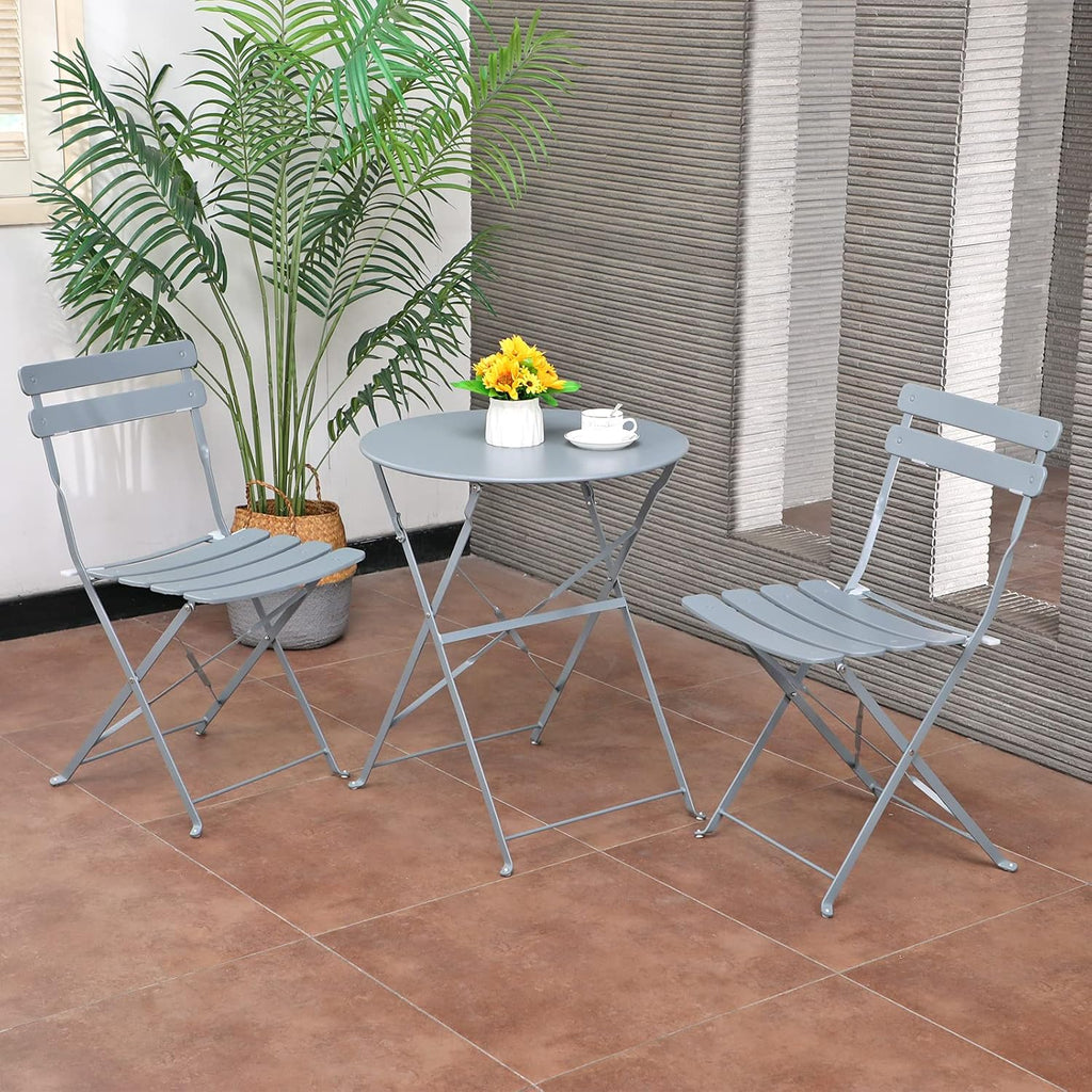 3-Piece Steel Patio Bistro Set Navy Blue S5676