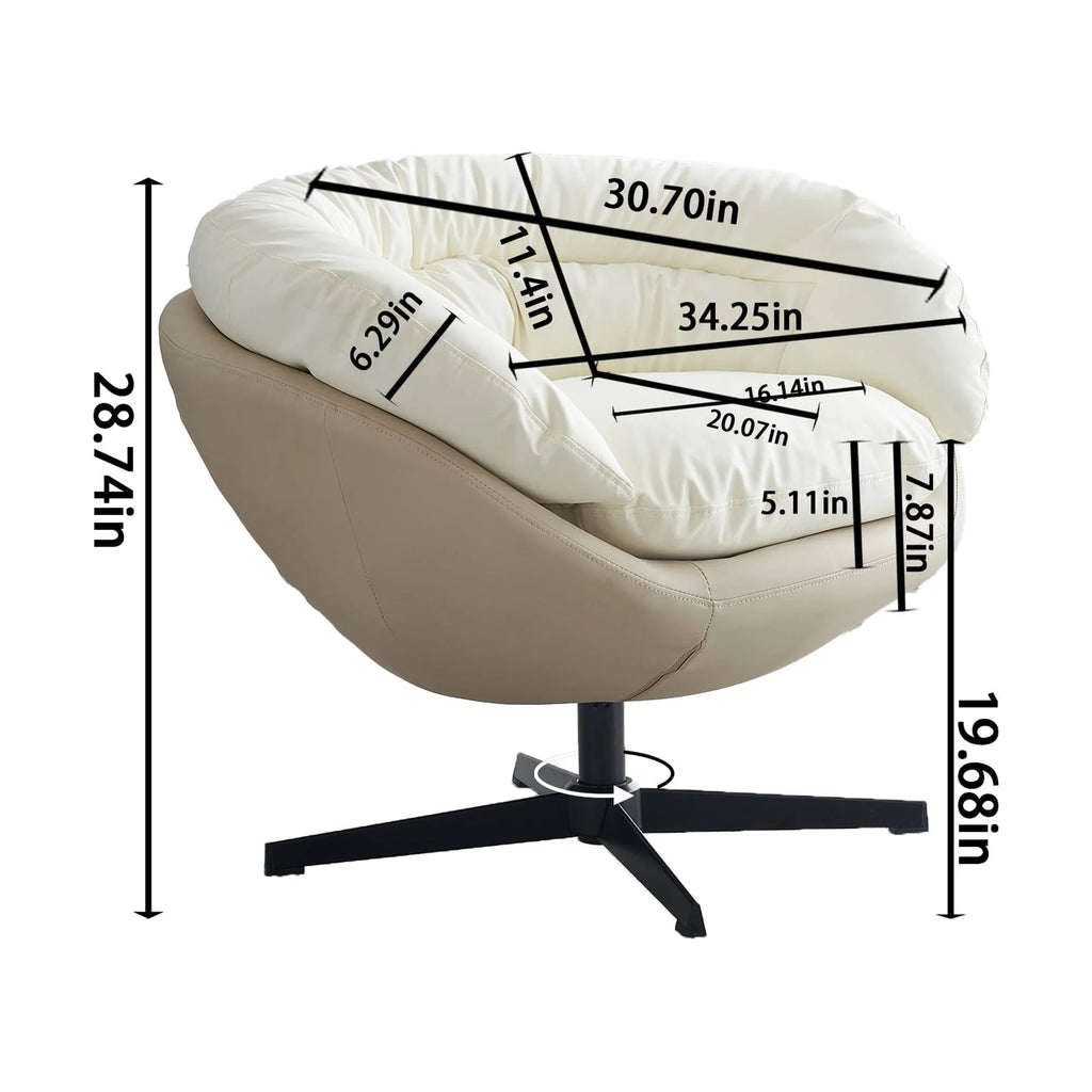 Swivel Sofa Barrel Chair, Two Tone Beige Gray and White A39999