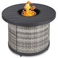 32in Round Gas Fire Pit Table Brown N911