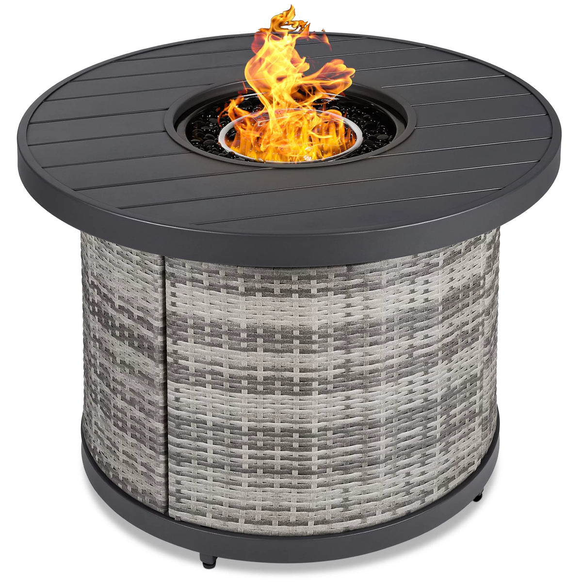 32in Round Gas Fire Pit Table Brown N911