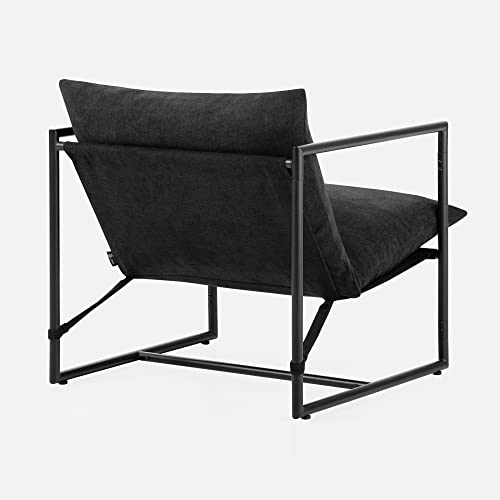 Black Metal Framed Sling Accent Chair J5819
