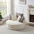 Oversized Corduroy Swivel Barrel Armchair with 5 Detachable Pillows M186766