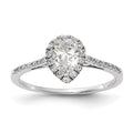 0.75ct CZ Solid 14K White Gold Pear Halo Engagement Ring T872067