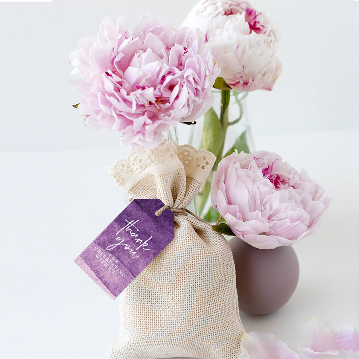 Purple Watercolor Cardstock Gift Tags with Bakers Twine, 100-Pk V2458