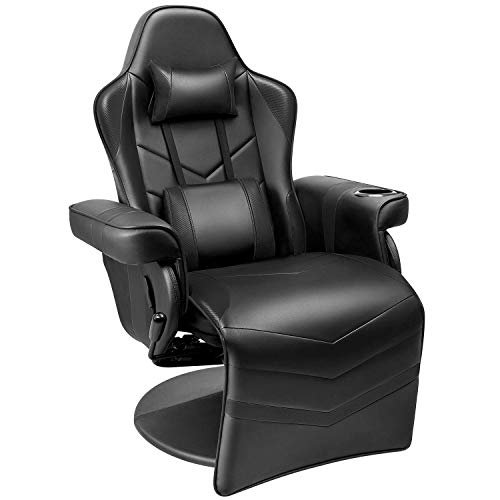 White PU Leather Gaming Recliner Chair with Footrest Headrest and Lumbar Support C298