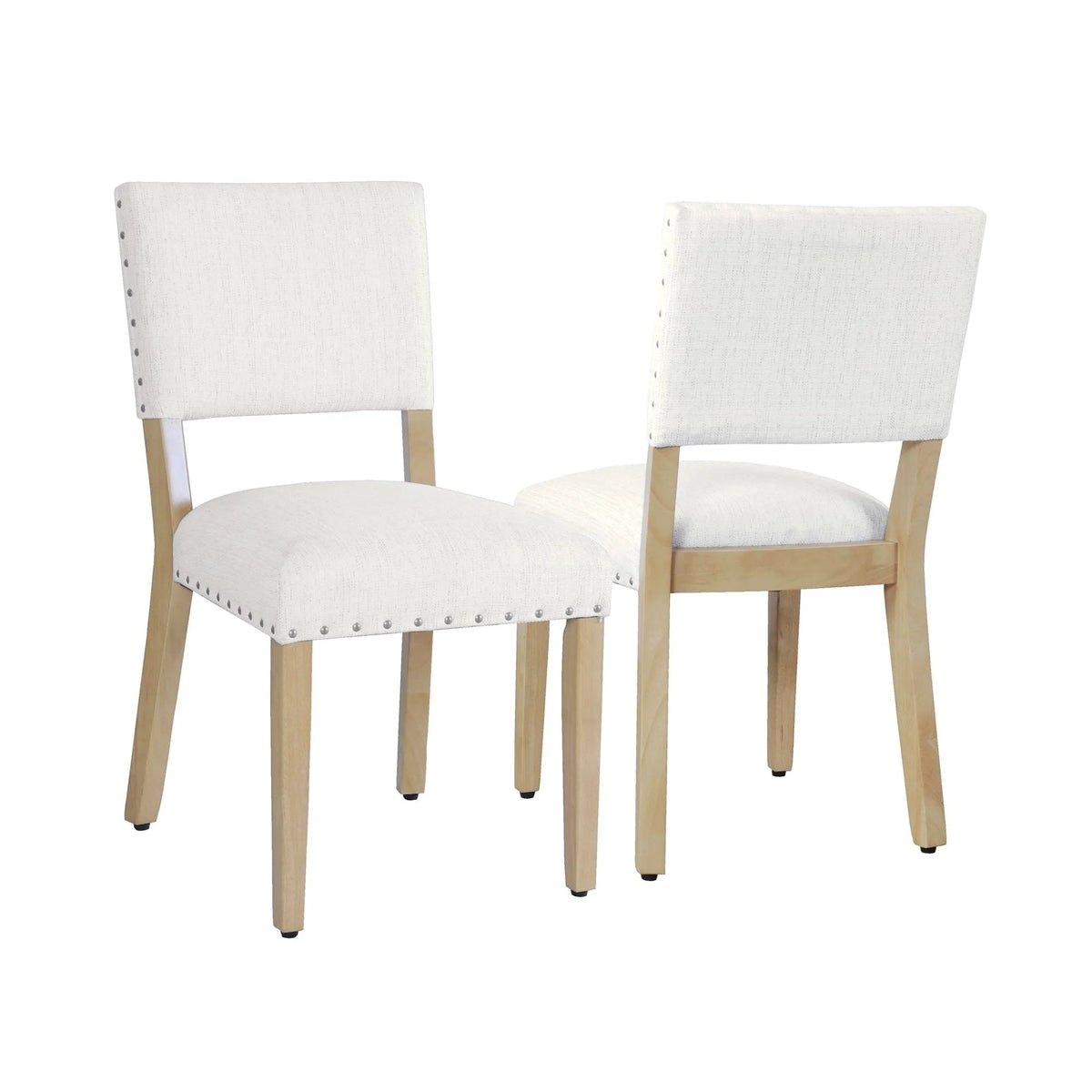 Open Back Dining Chair with Nailhead Trim, Set of 2, Cream X978106