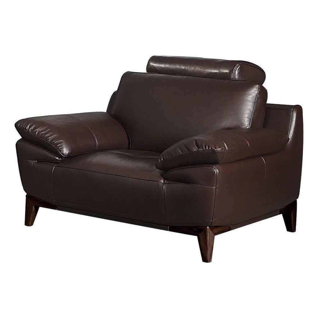 Dark Brown Leatherette Chair with Wooden Legs K8903