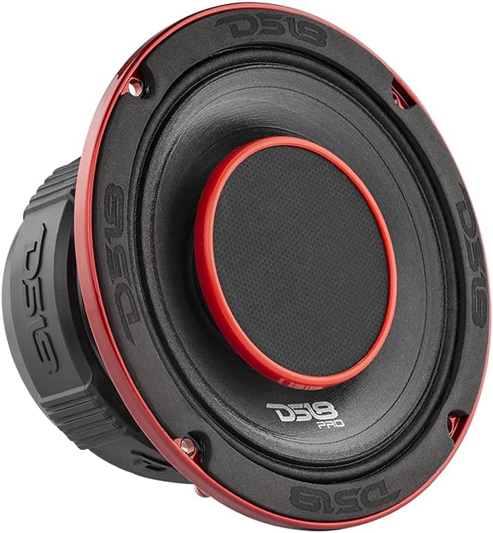 6.5-Inch 2 Way Pro Audio Midrange Speakers with Built-in Bullet Tweeter, 4-Ohms, 450W Max, 225W RMS, Red Metal Mesh Grill, Pack of 2 U261843