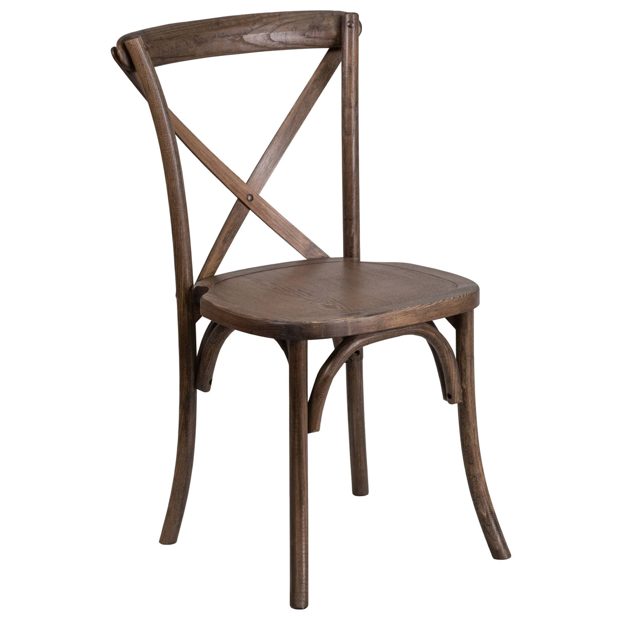 Stackable Wood Cross Back Chair, Pecan N324
