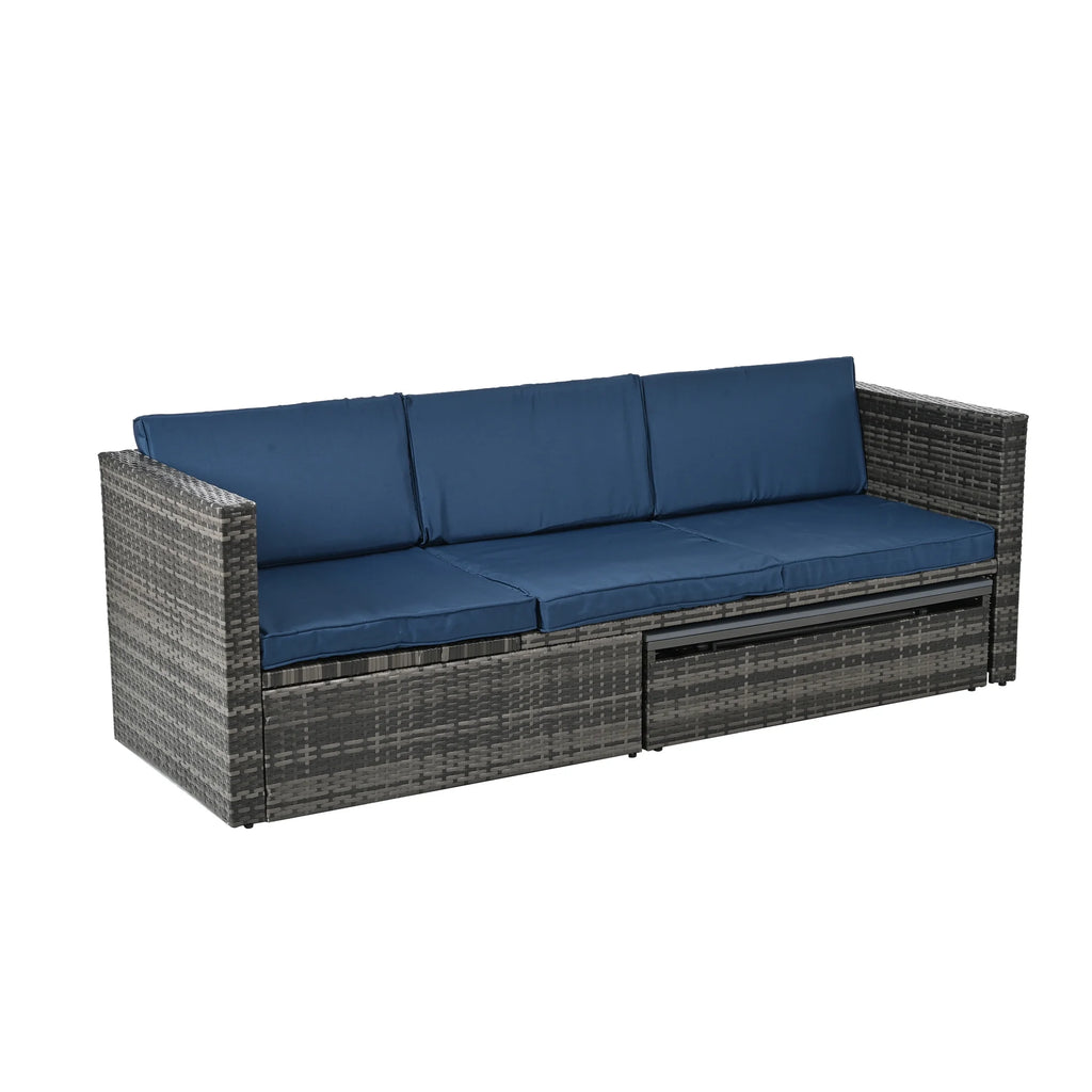 4 Piece Wicker Patio Furniture Set with 2 Ottomans & Coffee Table C53319