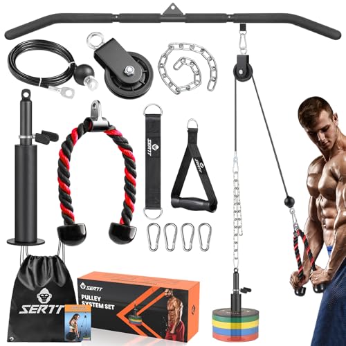 Cable Pulley System Gym with LAT Pull Down Bar and Loading Pin R321938